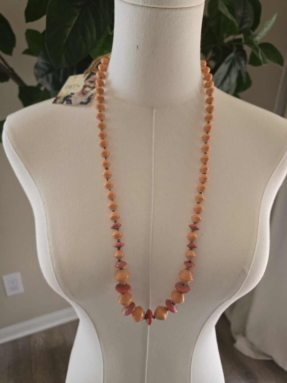 31 Bits Peach and Coral Handcrafted Bead Necklace
